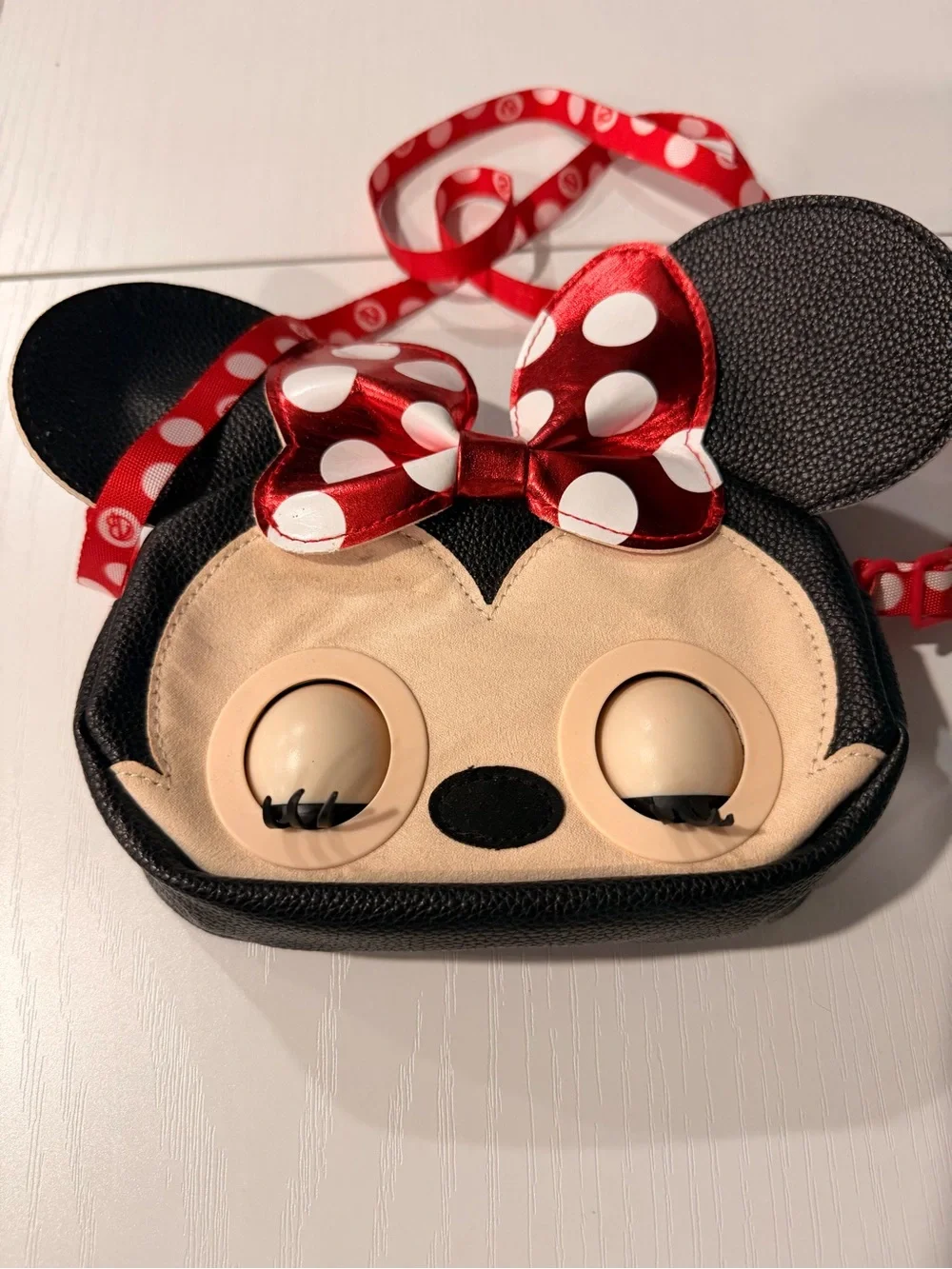 Kids Red Polka Dot Bow Character Crossbody Bag